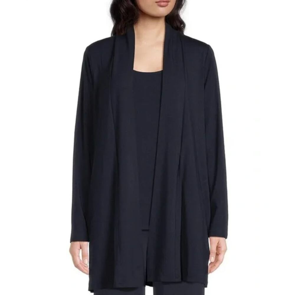 Eileen Fisher Black Open Front Cardigan